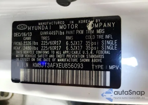 2014 Hyundai Tucson Gls из США, поврежденный, VIN KM8JT3AFXEU856093